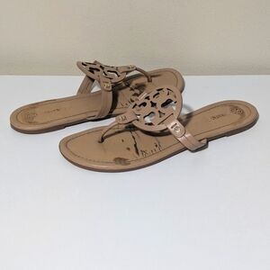 Tory Burch Tan Miller Leather Flip Flop Sandals Size 10
